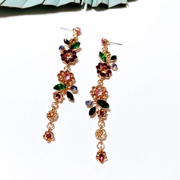 Flower drop earrings S190 - Picture 2 of 4